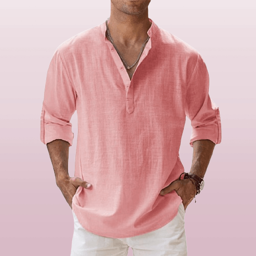 Langärmeliges Henley-Hemd für Herren | Normale Passform
