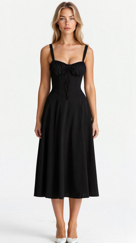 Damen Midi-Sonnenkleid | Hoher Schlitz