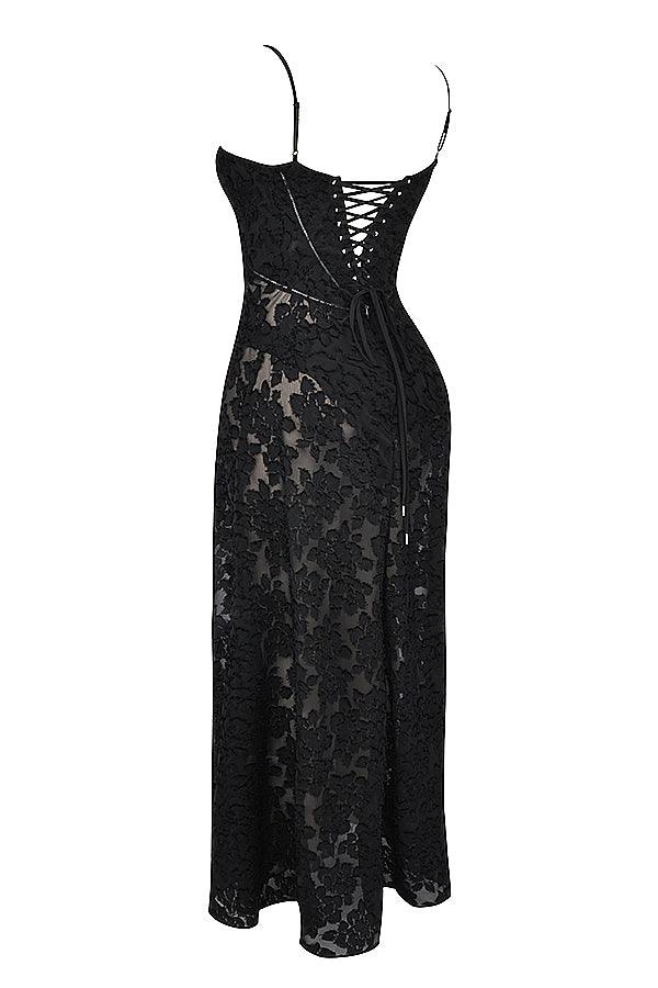 Damen Spitze Korsett Rücken Kleid | Maxi