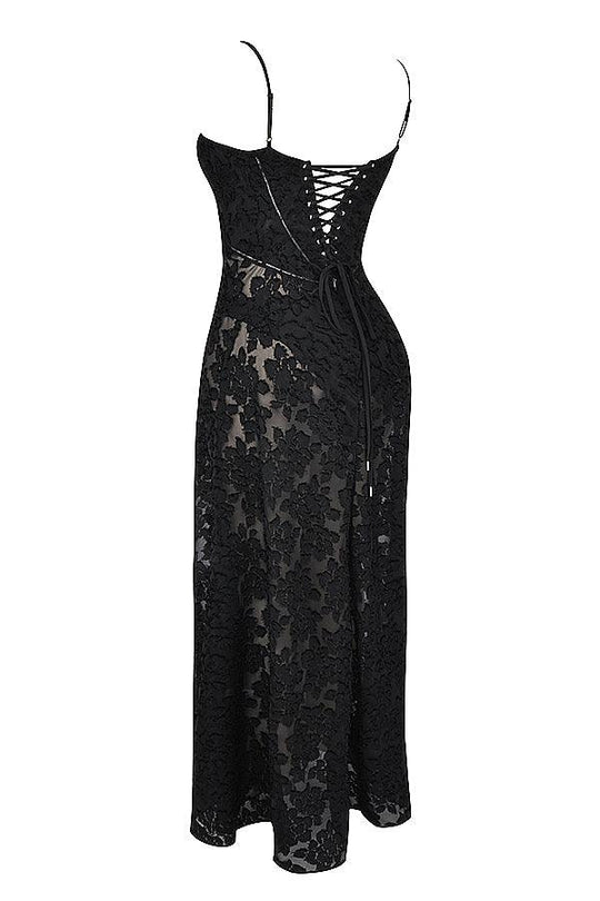 Damen Spitze Korsett Rücken Kleid | Maxi