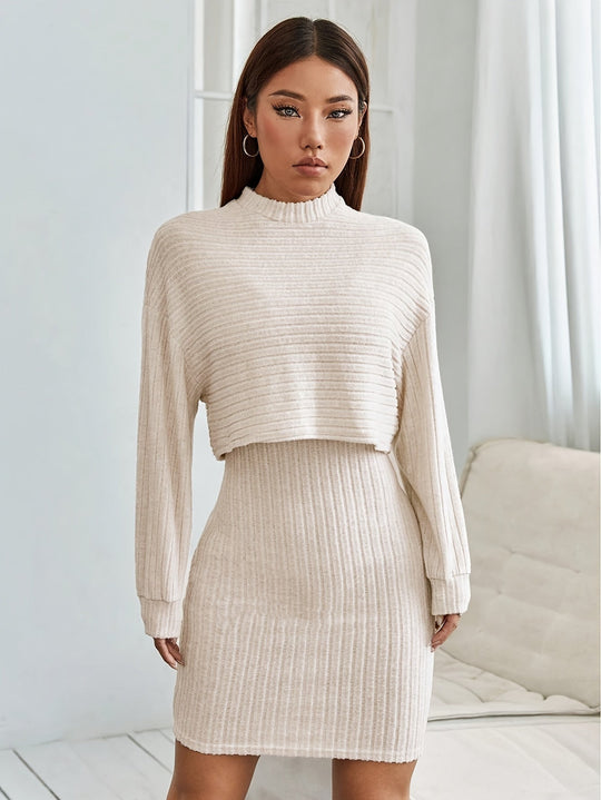Damen Mini Bodycon Kleid | Zweiteilig