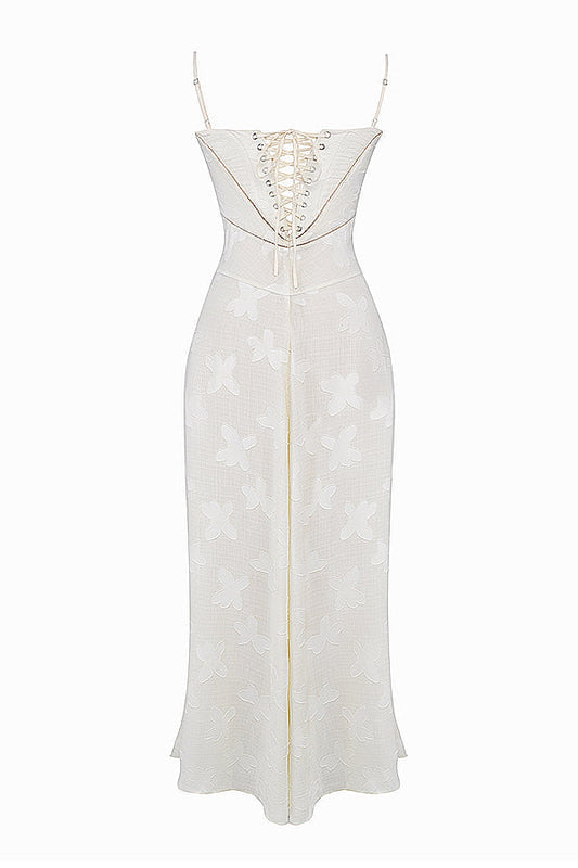 Floral besticktes Damenkleid | Maxi