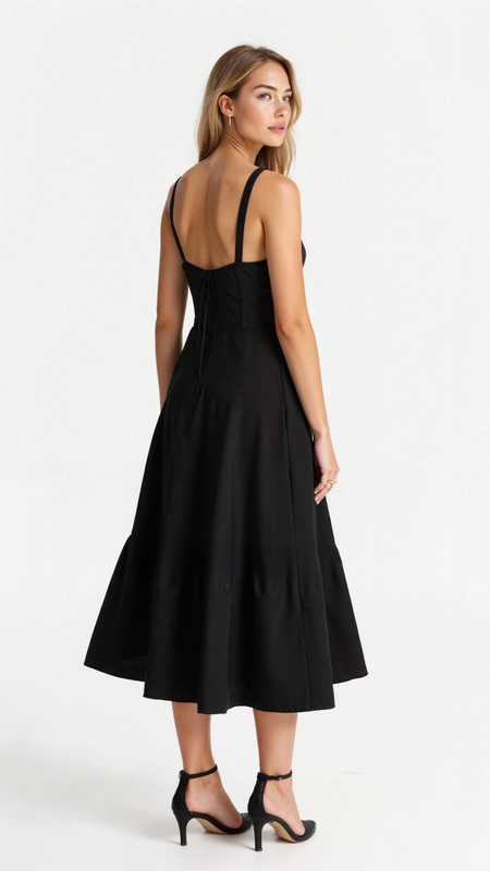 Damen Midi-Sonnenkleid | Hoher Schlitz