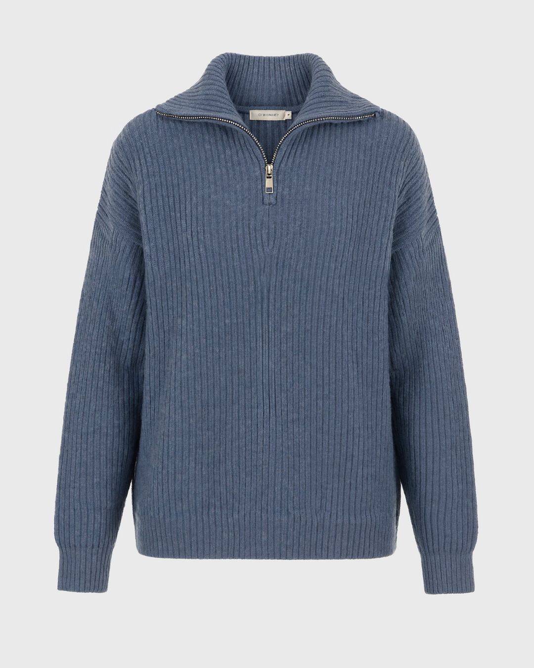 Halber Reißverschluss Stehkragen Pullover für Damen | Grobstrick