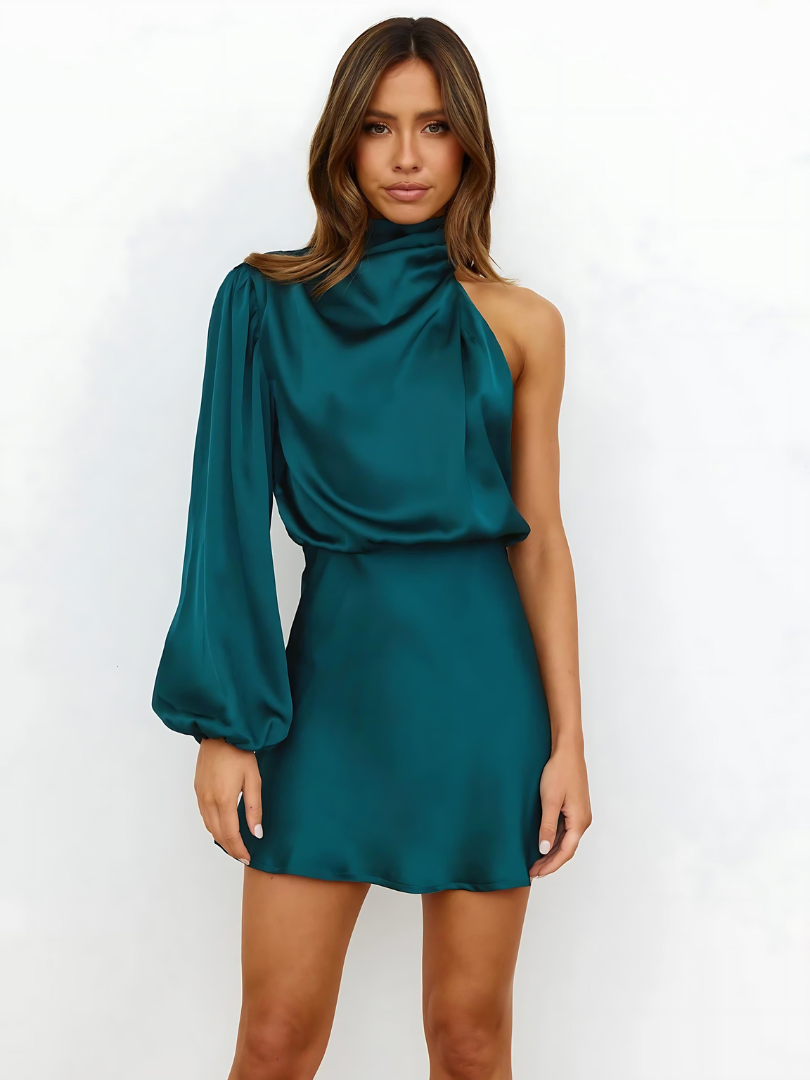Eine Schulter Neckholder Kleid für Damen | Mini
