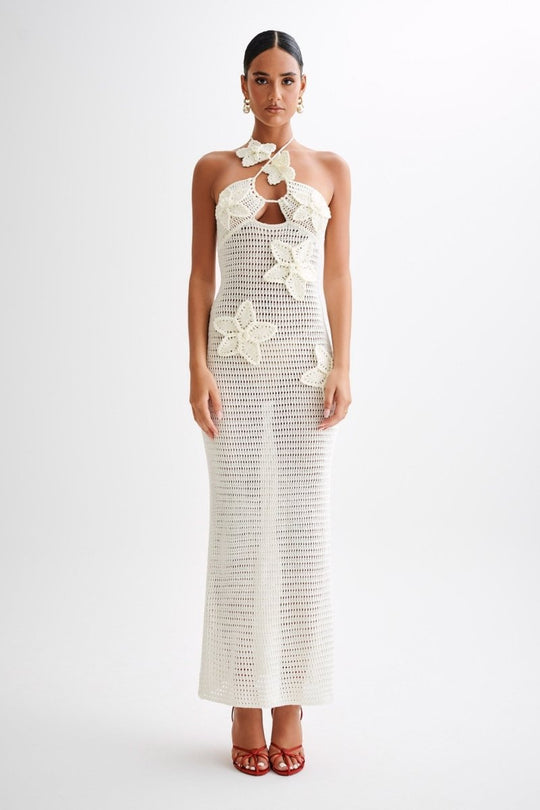 Florales Häkelkleid für Damen | Maxi