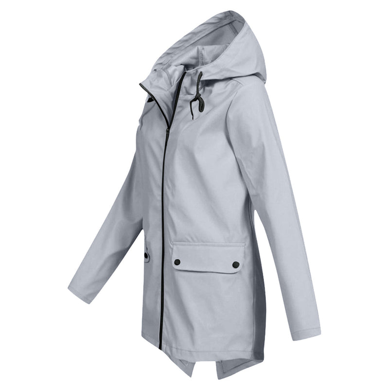 Langer Regenmantel mit Kapuze für Damen | Leichte Draußen-Bekleidung