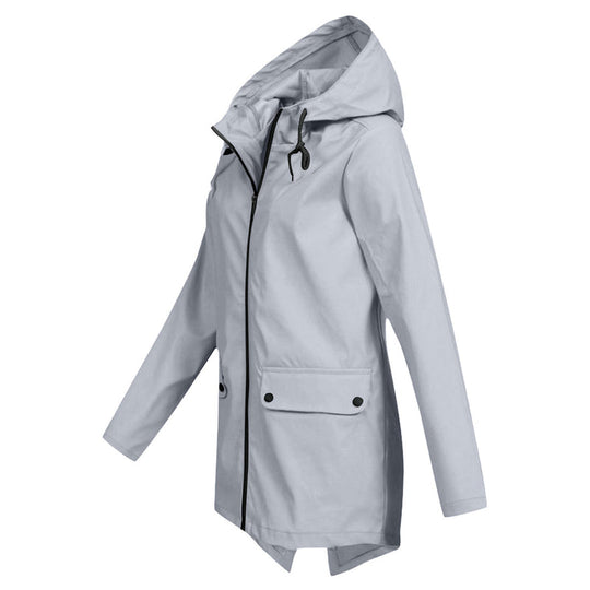 Langer Regenmantel mit Kapuze für Damen | Leichte Draußen-Bekleidung