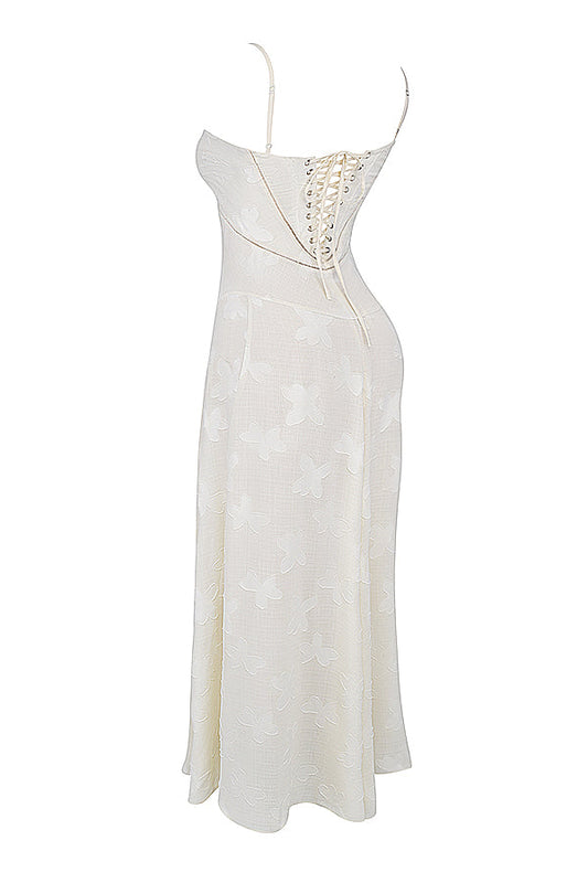 Floral besticktes Damenkleid | Maxi