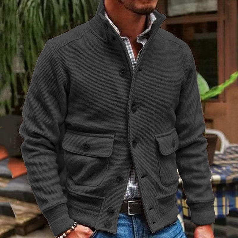 Strickjacke mit Knöpfen für Herren | Cardigan mit Stehkragen