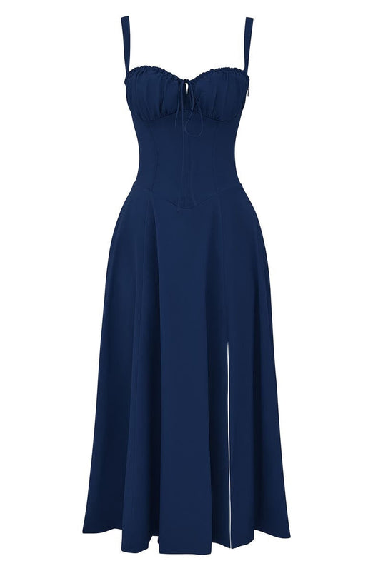 Damen Midi-Sonnenkleid | Hoher Schlitz