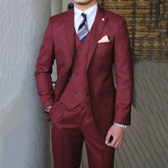 Herren Schlanke Passform Dreiteiliger Anzug | Business- und Hochzeitsoutfit