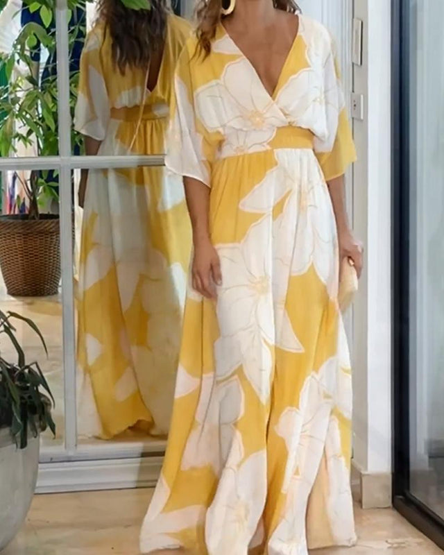 Damen Boho Maxikleid | Blumen