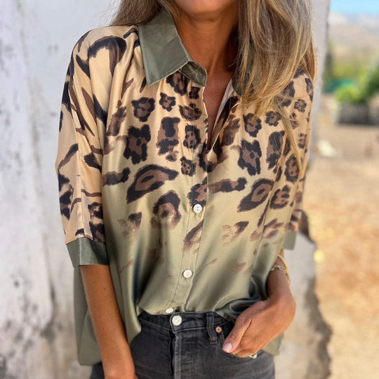 Damen Leopard Knopfleiste Bluse | Lose