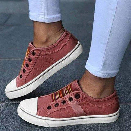 Reinschlüpfen-Turnschuhe aus Segeltuch für Damen | Flach