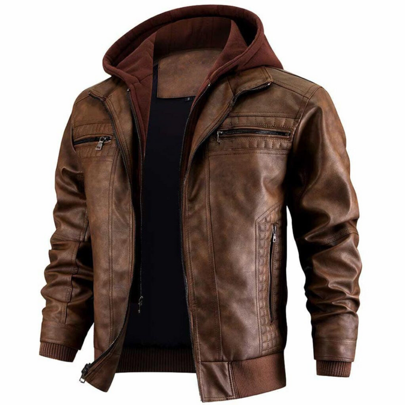 Retro-Motorradjacke für Herren | mit Kapuze