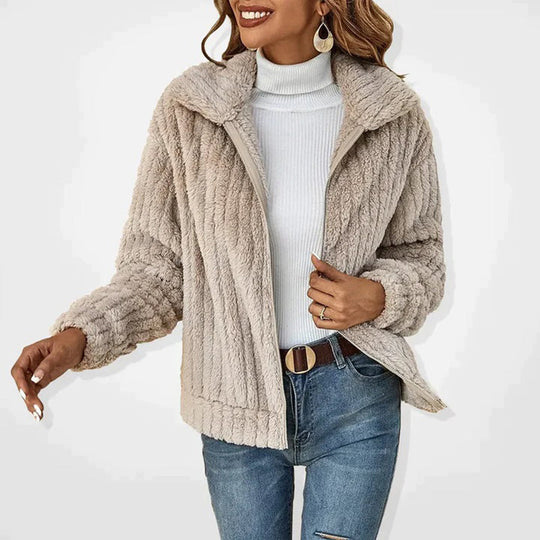 Fleece-Jacke für Damen | Lässige Zip Up Herbst Winter Oberbekleidung