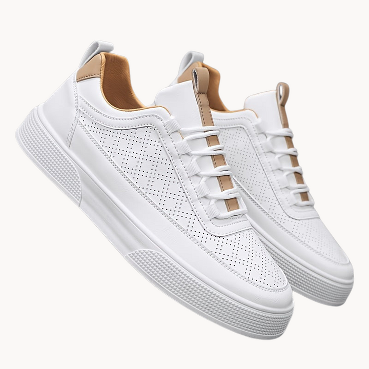 Męskie białe sneakersy | perforowane buty casual