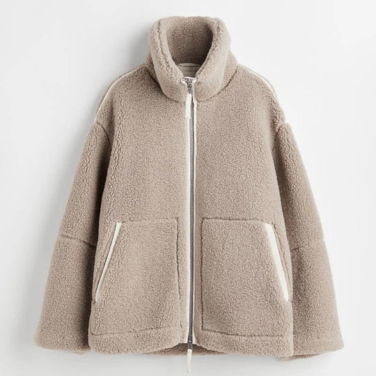 Teddyjacke für Damen | Übergroßer Fleece-Reißverschluss | Parka
