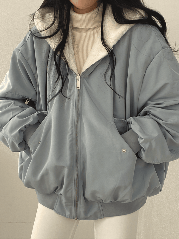Damen-Wendejacke in Übergröße | Warme doppelseitige Streetwear