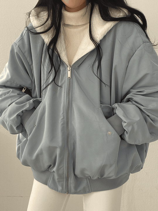 Damen-Wendejacke in Übergröße | Warme doppelseitige Streetwear