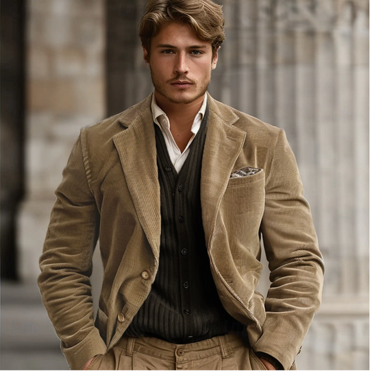 Cord-Blazer für Herren | Schlanke Passform Lässig