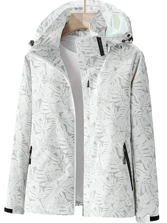 Damen Draußen Jacke mit Kapuze | Leichter Bedruckter Windbreaker