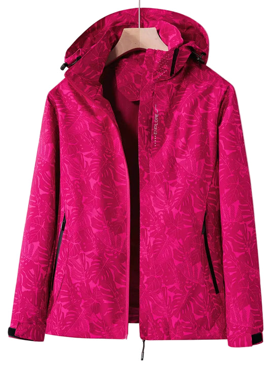 Damen Draußen Jacke mit Kapuze | Leichter Bedruckter Windbreaker