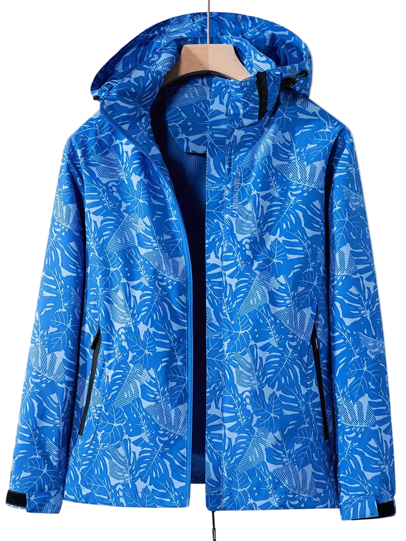 Damen Draußen Jacke mit Kapuze | Leichter Bedruckter Windbreaker
