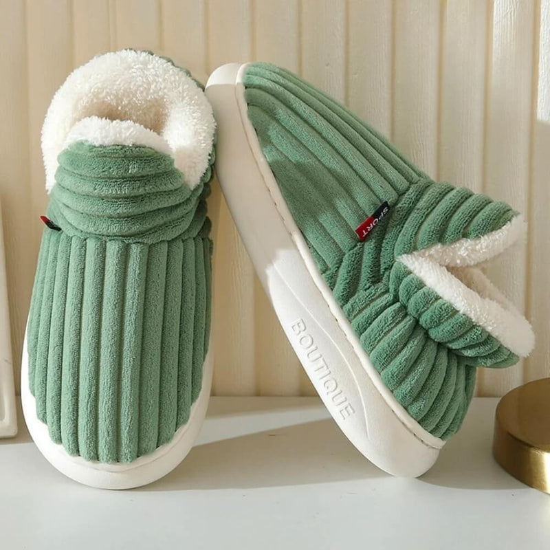 Damen Plüsch Hausschuhe | Warme Slipper mit Rutschfester Sohle