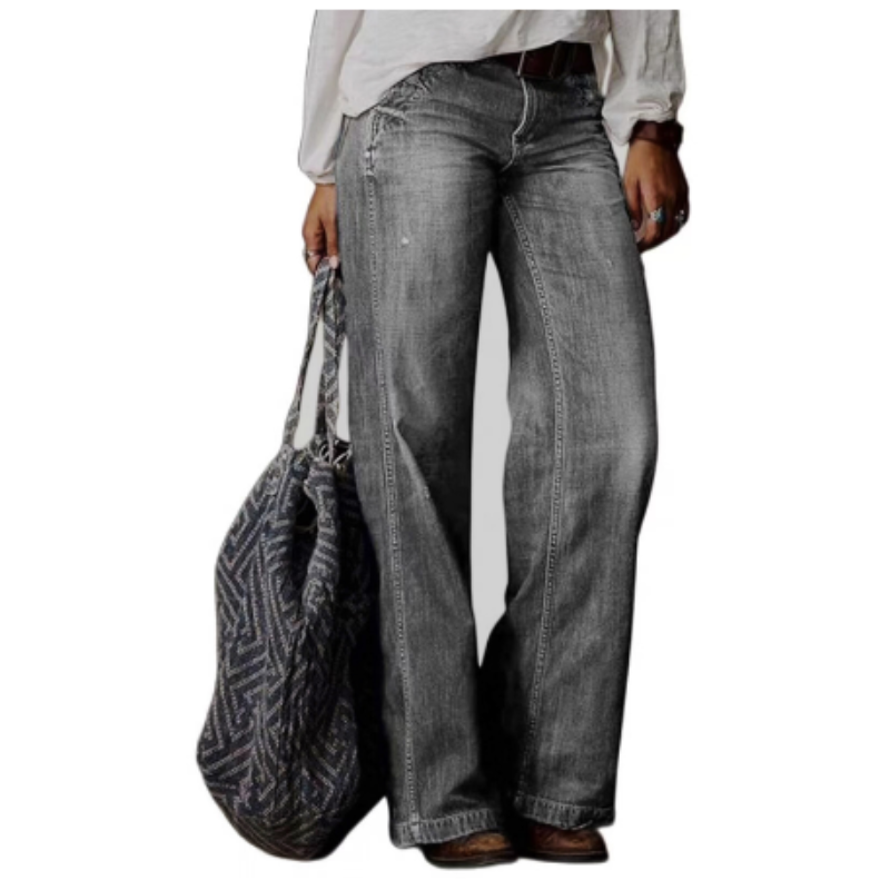 Damenjeans mit Hoher Taille | Vintage Weitgeschnittene Hose