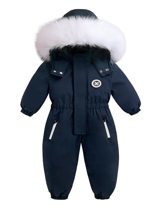 Baby Winteranzug | Skioverall mit Kapuze und Fellbesatz