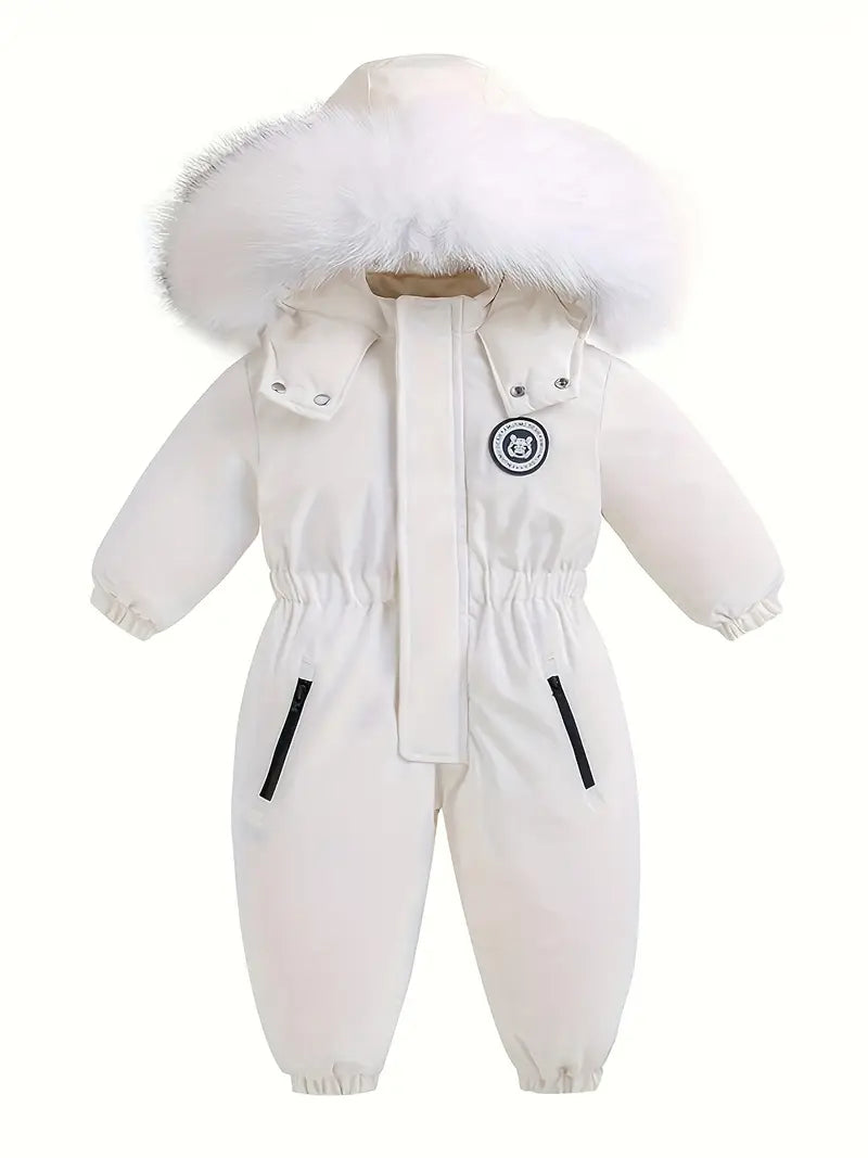 Baby Winteranzug | Skioverall mit Kapuze und Fellbesatz