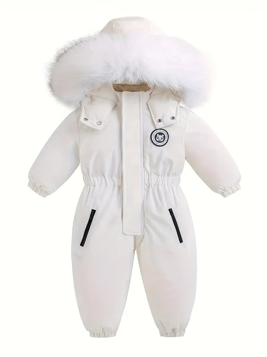 Baby Winteranzug | Skioverall mit Kapuze und Fellbesatz
