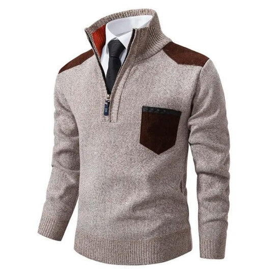 Rollkragenpullover für Herren | Pulli mit Reißverschluss und Patches