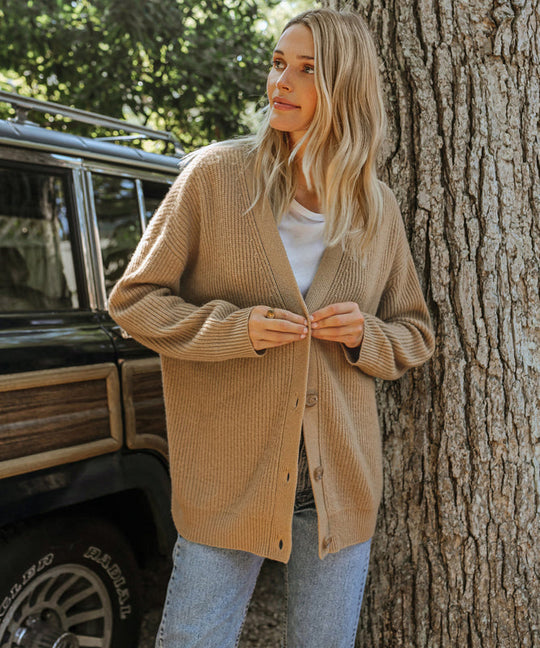 Damen Strickjacke mit V-Ausschnitt | Überdimensionale