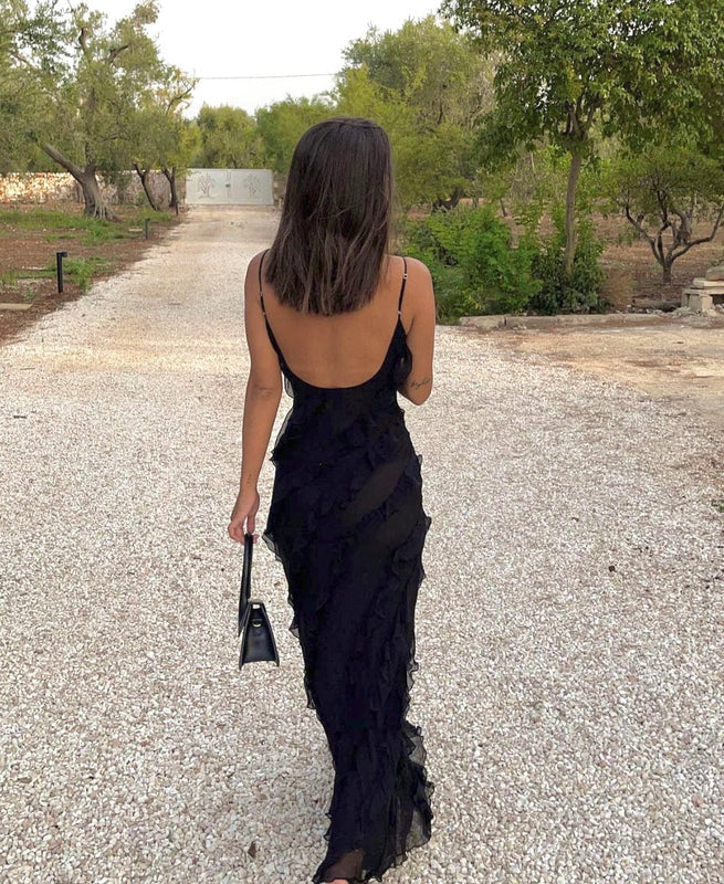 Elegantes Maxikleid für Damen | Rüschen
