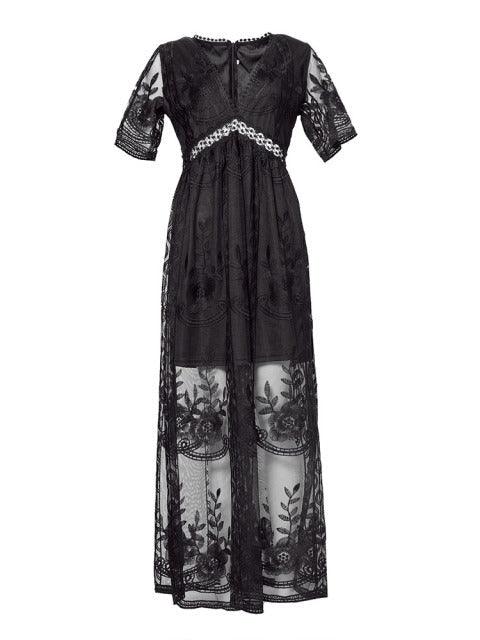 Damen Sommer Spitzenkleid | Maxi