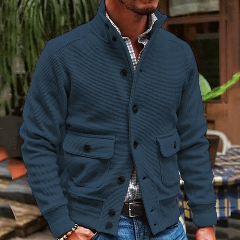 Strickjacke mit Knöpfen für Herren | Cardigan mit Stehkragen