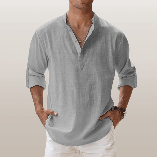 Langärmeliges Henley-Hemd für Herren | Normale Passform