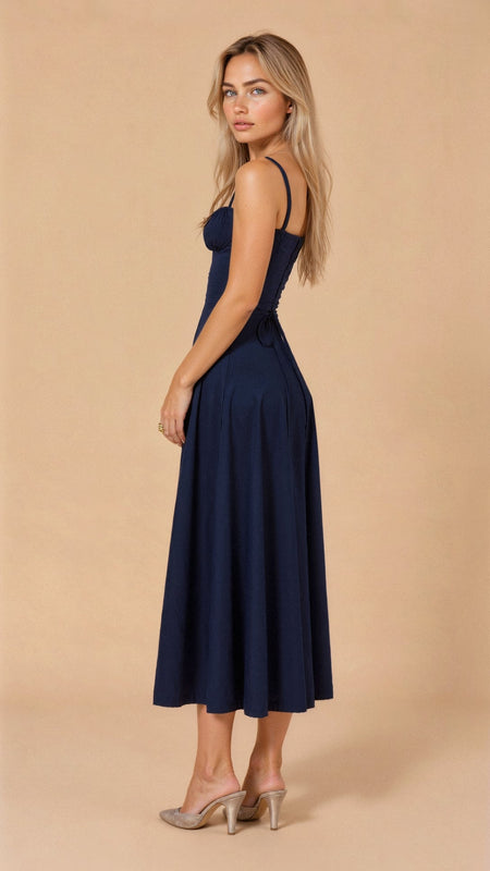 Damen Midi-Sonnenkleid | Hoher Schlitz