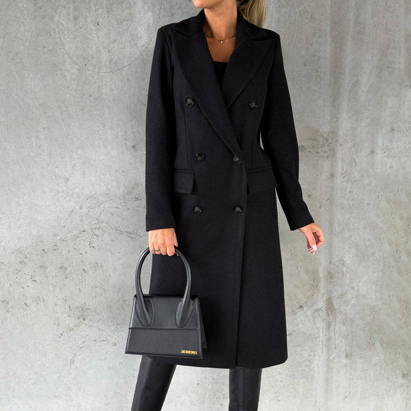 Damen Wintermantel | Eleganter langer Zweireiher-Mantel