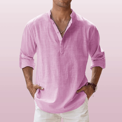 Langärmeliges Henley-Hemd für Herren | Normale Passform