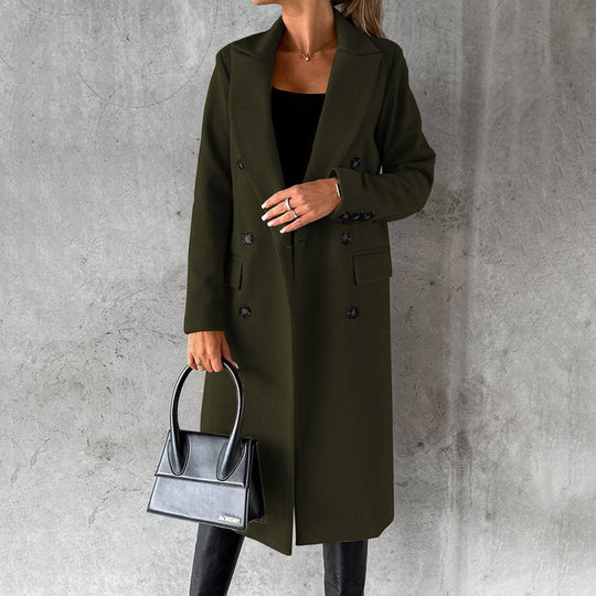 Damen Wintermantel | Eleganter langer Zweireiher-Mantel