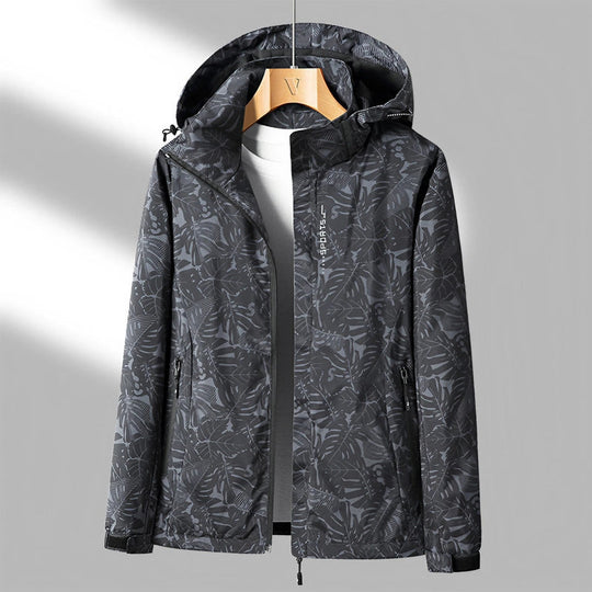 Bedruckte Draußen-Jacke mit Kapuze für Damen | Leichter, lässiger Windbreaker