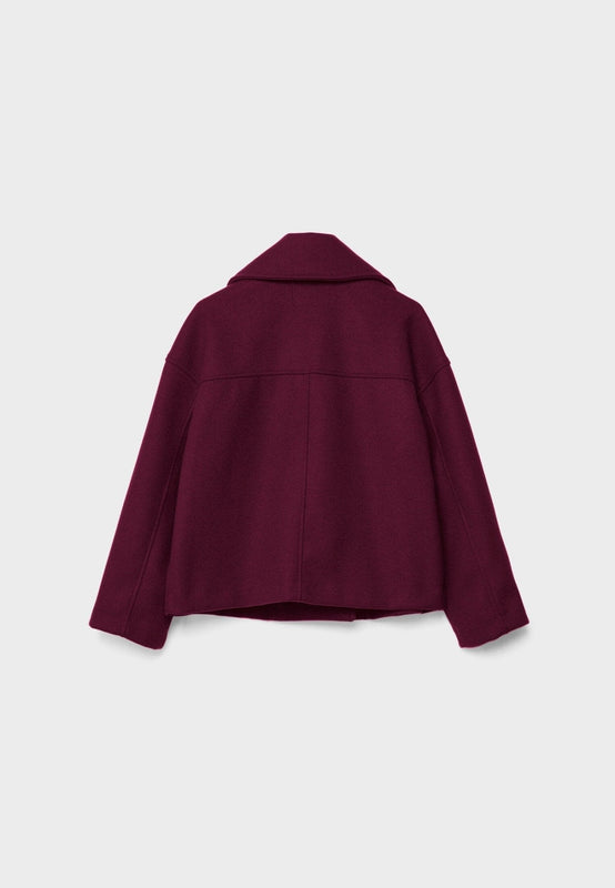 Breiter Kragen Revers Kurze Jacke für Damen | Doppelter Knopf Reihig