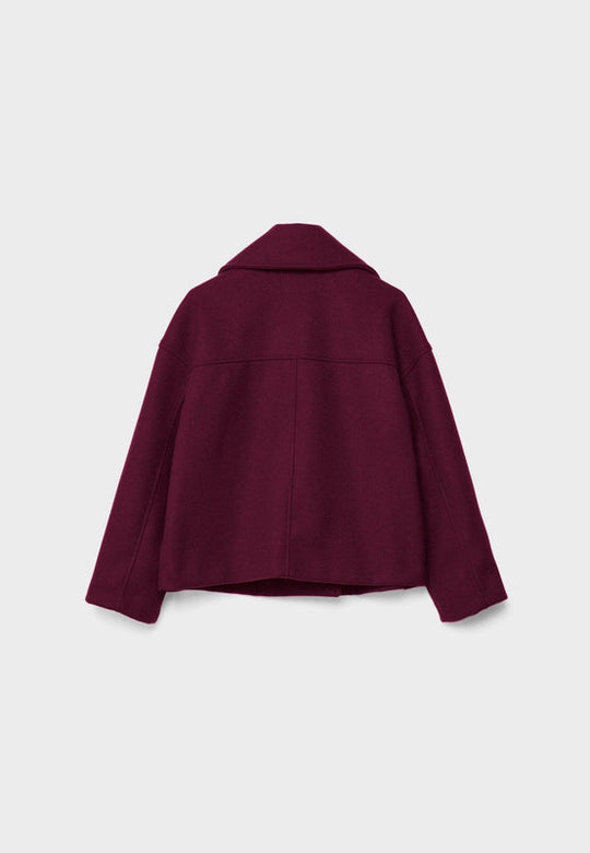 Breiter Kragen Revers Kurze Jacke für Damen | Doppelter Knopf Reihig