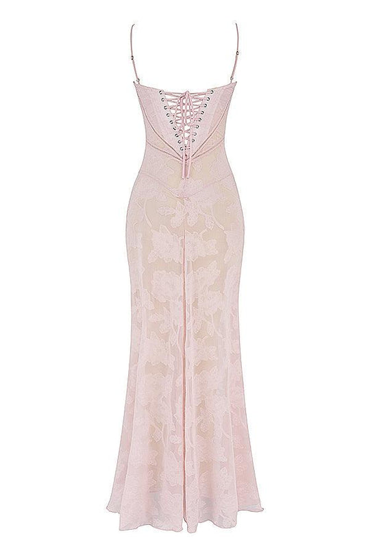 Damen Spitze Korsett Rücken Kleid | Maxi