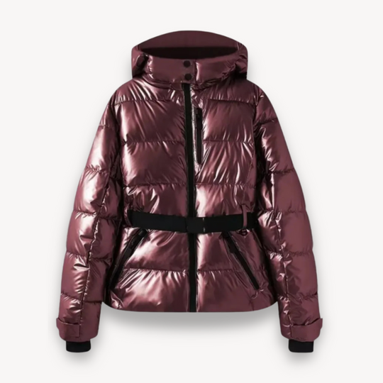 Damen-Pufferjacke mit Gürtel und Kapuze | gesteppt