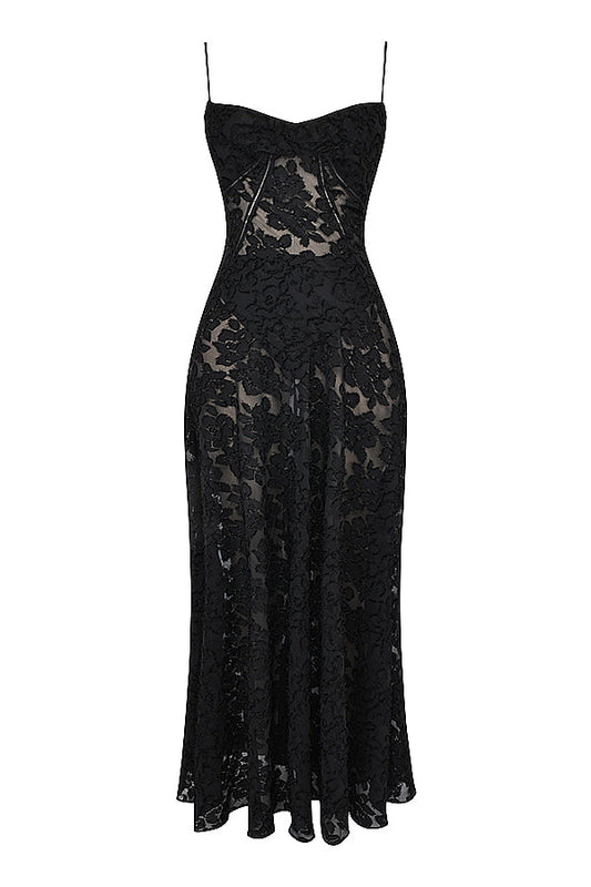 Floral besticktes Damenkleid | Maxi